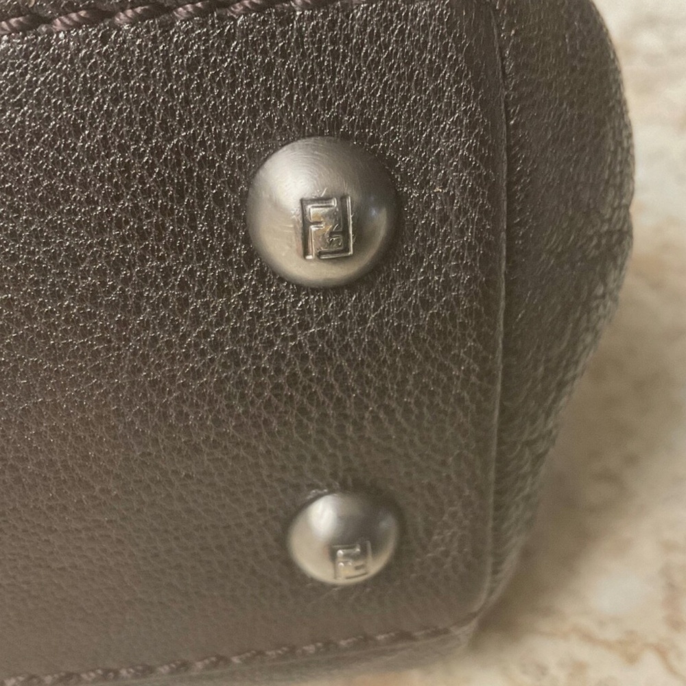 Fendi Peekaboo bag, small,brown leather, zucca print inside , no shoulder strap. - Picture 9 of 16